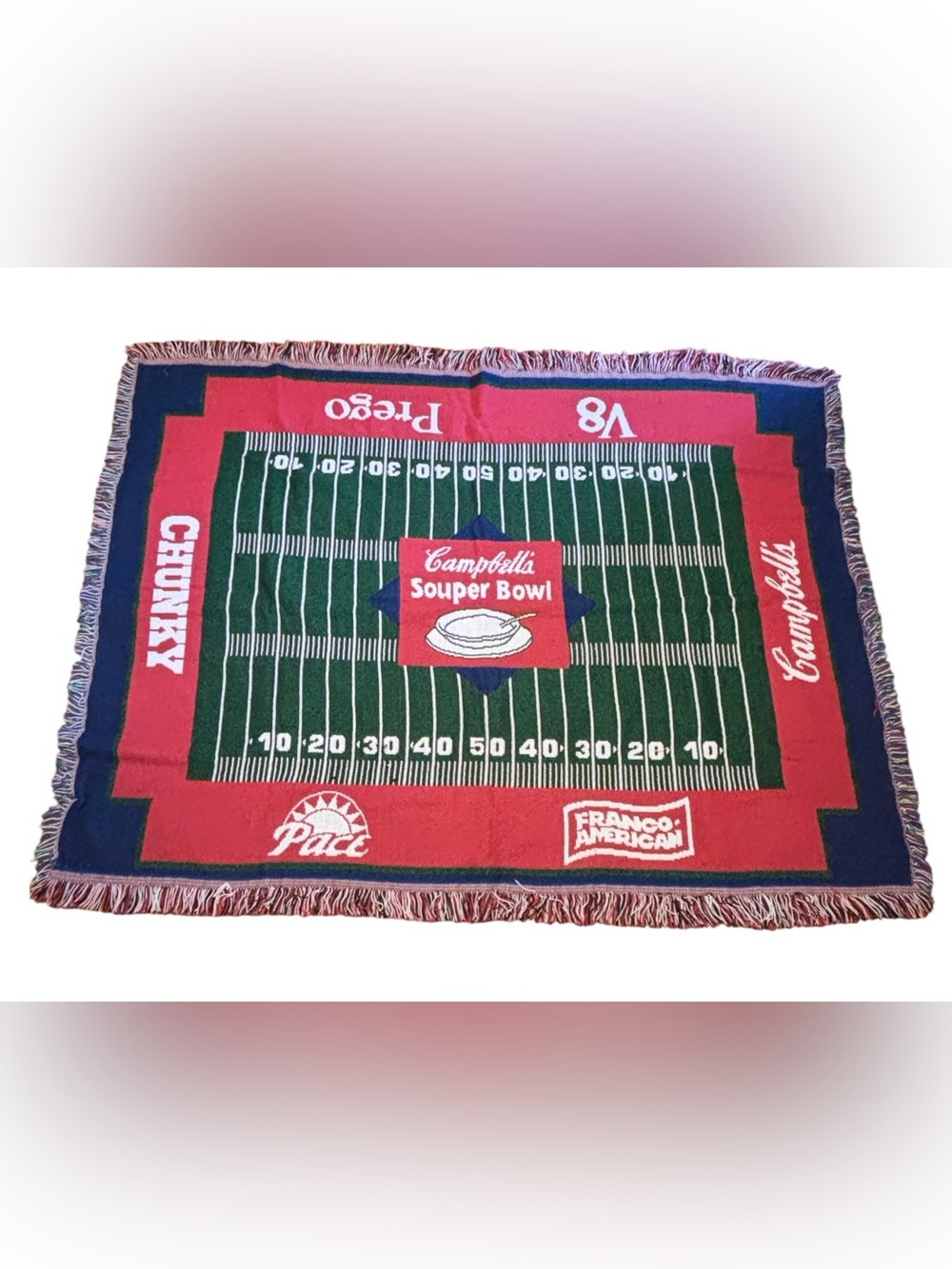 Northwest Red, White and Blue Woven Throw with Multi Fringe